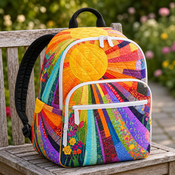 Vibrant Chicken Hippie Van With Triple Zipper Quilted Backpack