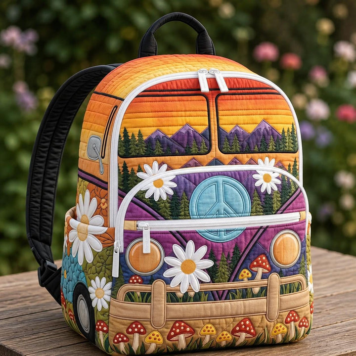 Ocean Turtle &amp; Shell With Triple Zipper Closure Quilted Backpack