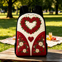 Romantic Rose & Heart Quilted Backpack