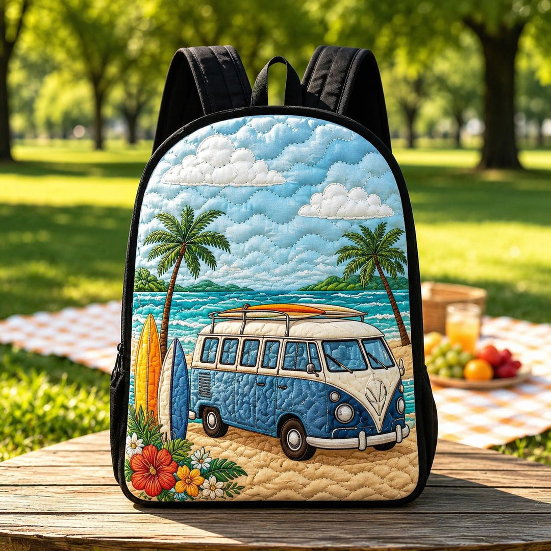Retro Surf Van Quilted Backpack