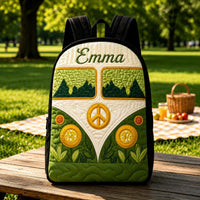 Hippie Camper Van Quilted Backpack