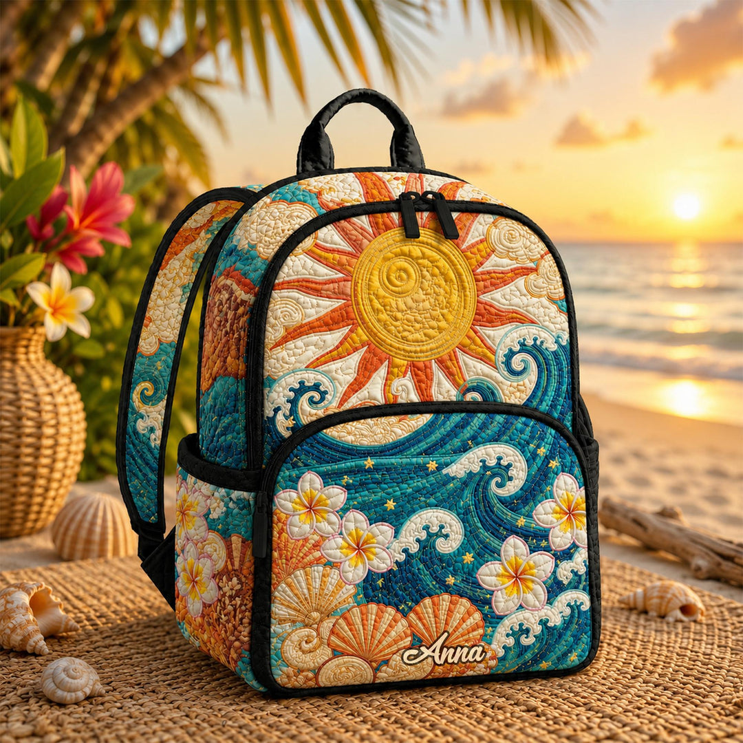 Hawaiian Ocean Quilted Backpack