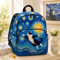 Tuxedo Cat Blue Quilted Backpack