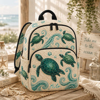 Green Sea Turtle Quilted Backpack