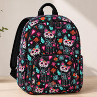 Day Of The Dead Cat Quilted Backpack