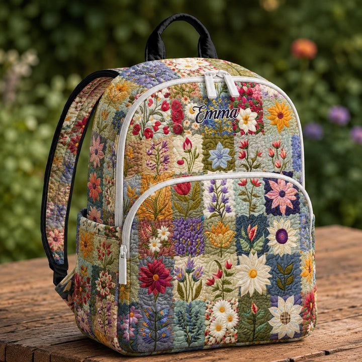 Floral Patchwork Quilted Backpack