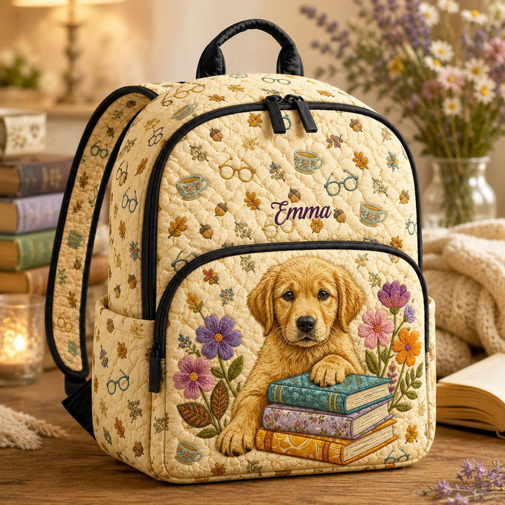 Golden Retriever Quilted Backpack