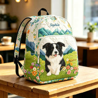 Border Collie Quilted Backpack