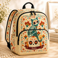 Sugar Skull Cat Quilted Backpack