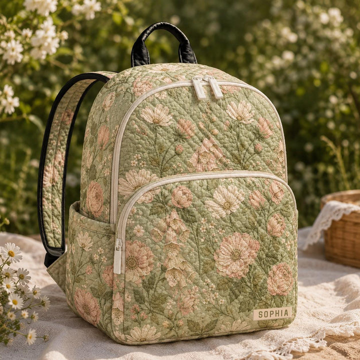 Pastel Floral TN04 Quilted Backpack