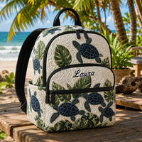 Sea Turtle With Triple Zipper TN21 Quilted Backpack