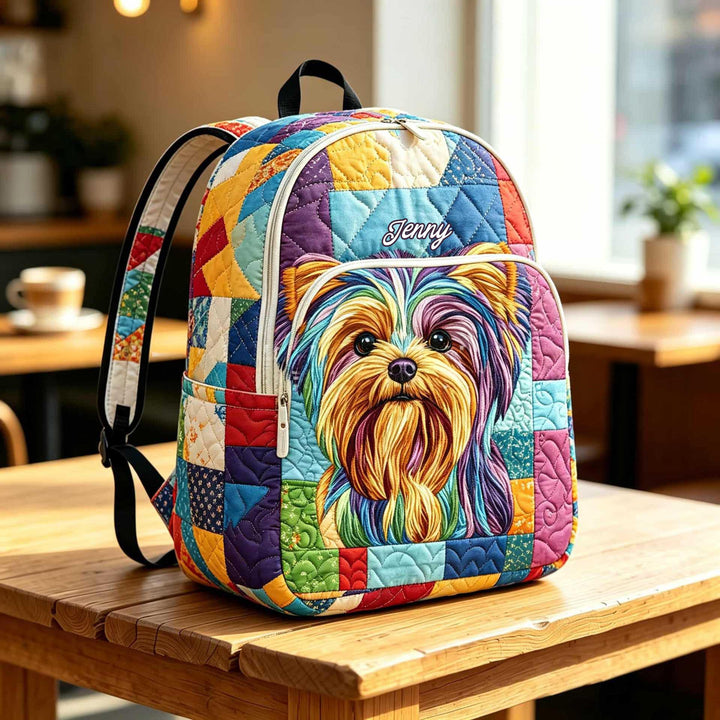 Vibrant Yorkie TN36 Quilted Backpack