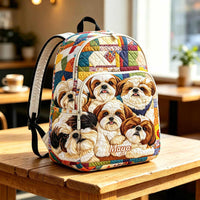 Shih Tzu Patchwork TN39 Quilted Backpack