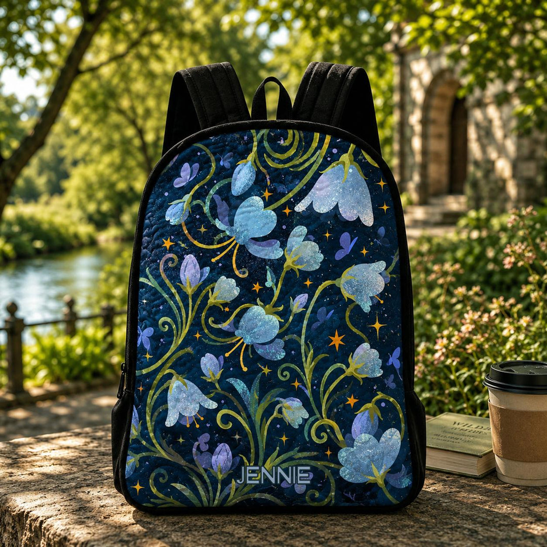 Bluebell Starry Night With Black Strap TN04 Quilted Backpack