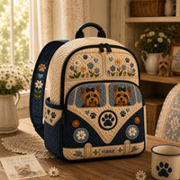 Yorkie Camper Van TP18 Quilted Backpack