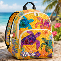 Yellow Tropical Turtle TP26 Quilted Backpack