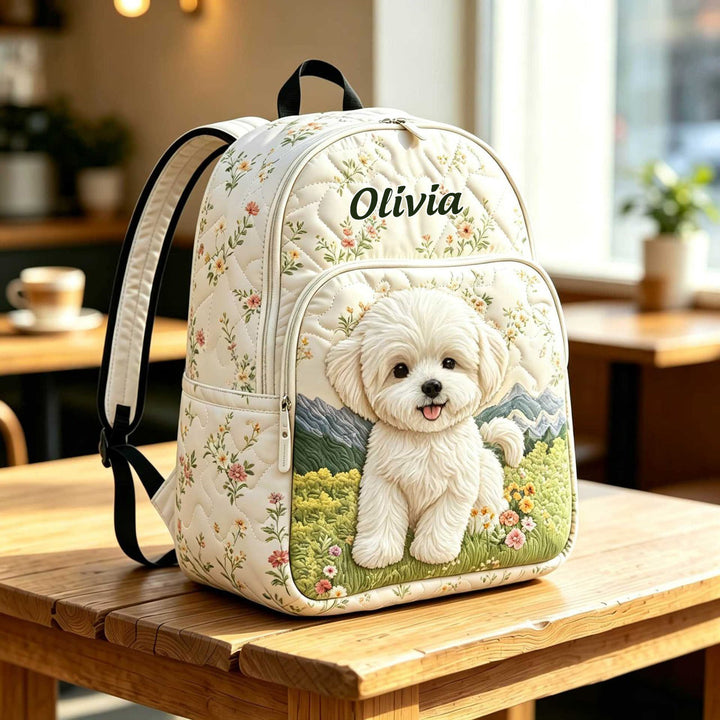Floral Puppy TP31 Quilted Backpack