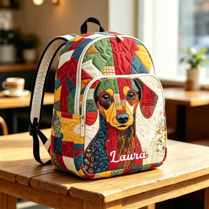 Dachshund Patchwork TP32 Quilted Backpack