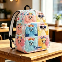 Colorful Puppy Princess TP33 Quilted Backpack