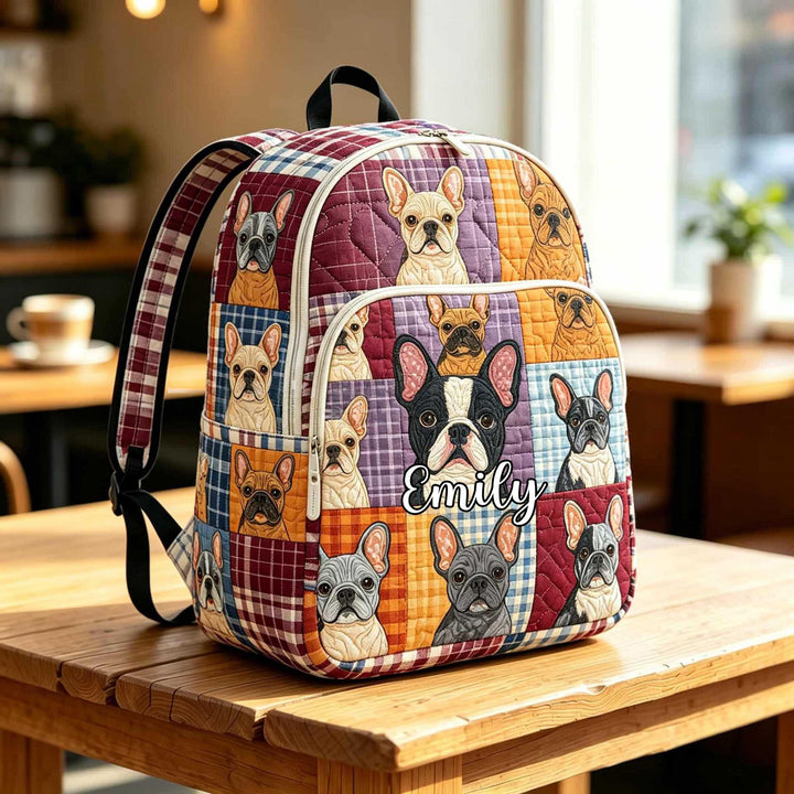 French Bulldog TP35 Quilted Backpack