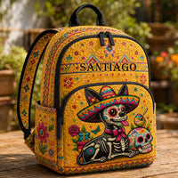 Day Of The Dead Skeleton Cat TP55 Quilted Backpack