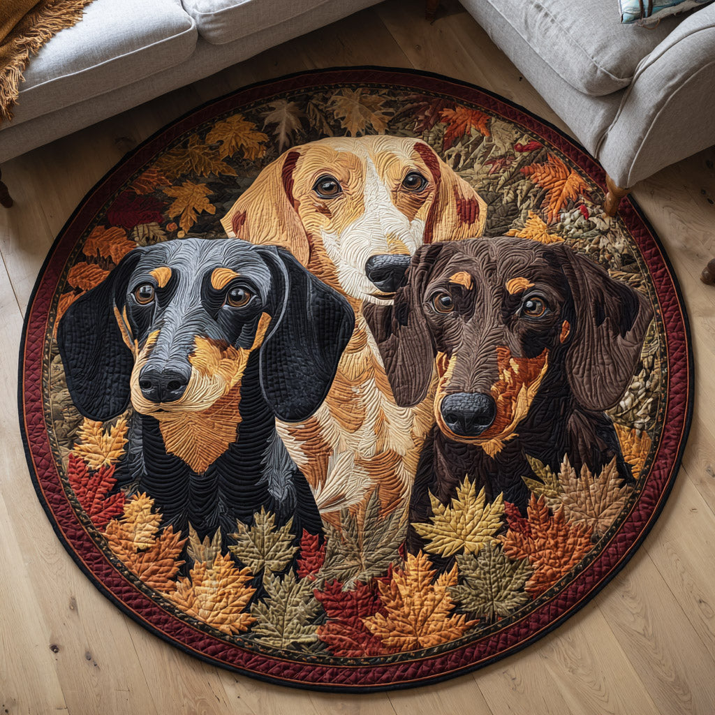 Dachshund Domain Round Pet Mat Quilted Round Mat
