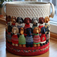 Dachshund Parade Quilted Laundry Basket