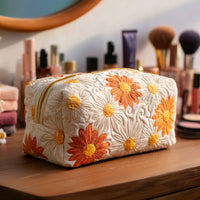 Daisy Charm Quilted Cosmetic Bag