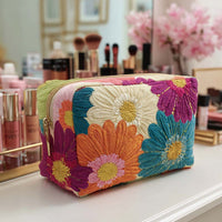 Daisy Glow Quilted Cosmetic Bag