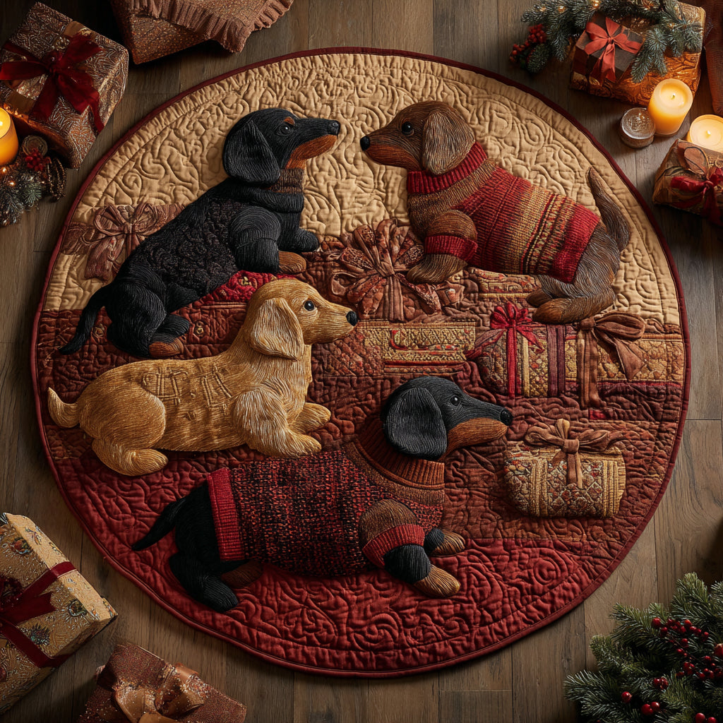Charming Dachshund Quilted Round Mat