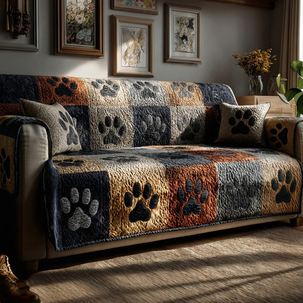 Denim Paws Quilted Sofa Cover