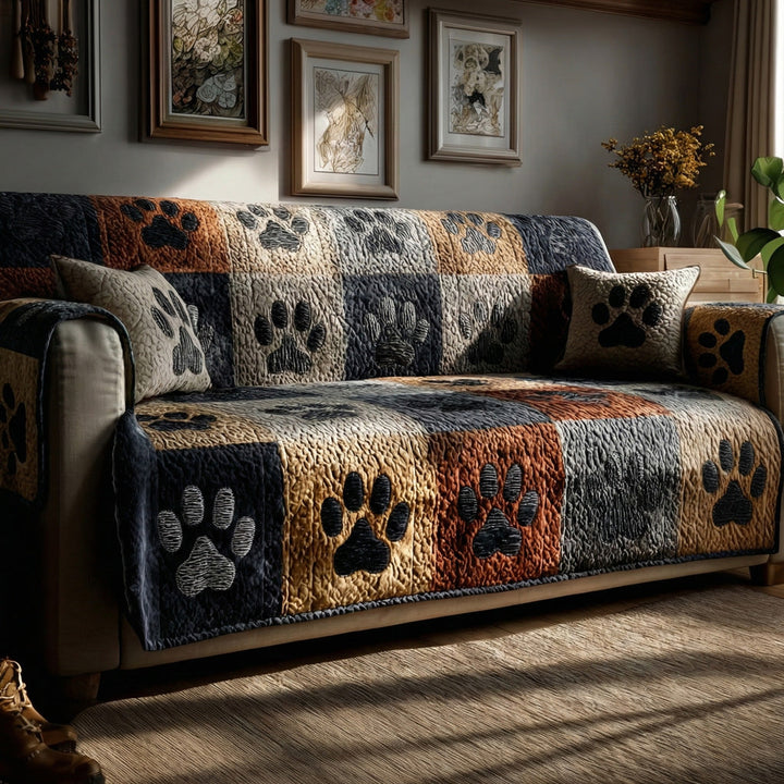 Denim Paws Quilted Sofa Cover