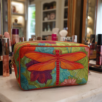 Dragonfly Bloom Quilted Cosmetic Bag