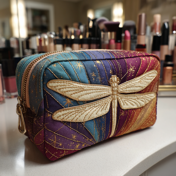 Dragonfly Charm Quilted Cosmetic Bag