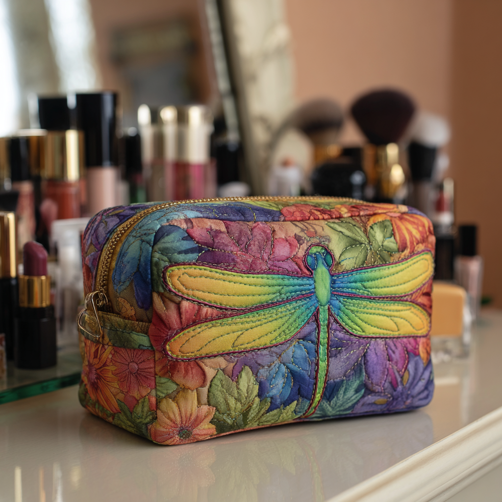 Dragonfly Fields Quilted Cosmetic Bag