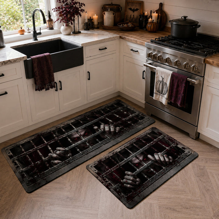 Dungeon Vampire Themed Kitchen Rug Set