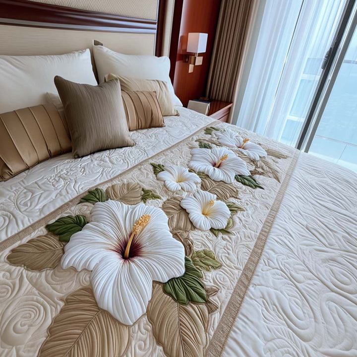 Chic White Quilted Bed Runner