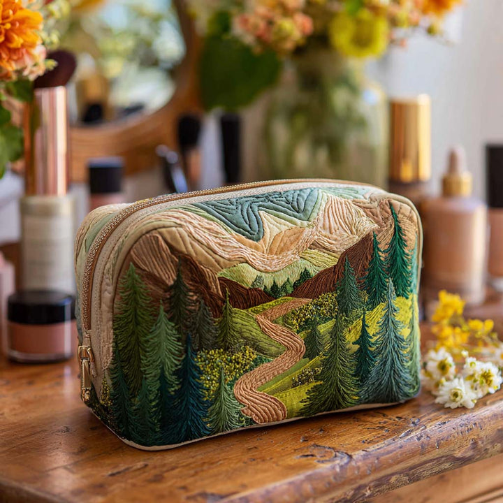 Emerald Canopy Quilted Cosmetic Bag