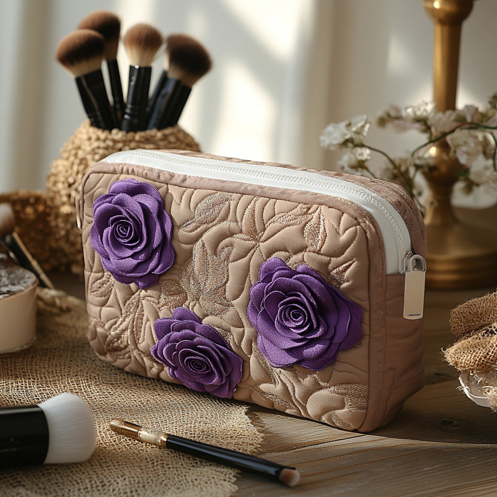 Enchanted Rose Quilted Cosmetic Bag