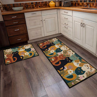 Farmhouse Cat Themed Kitchen Rug Set