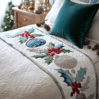 Holiday Holly Quilted Bed Runner