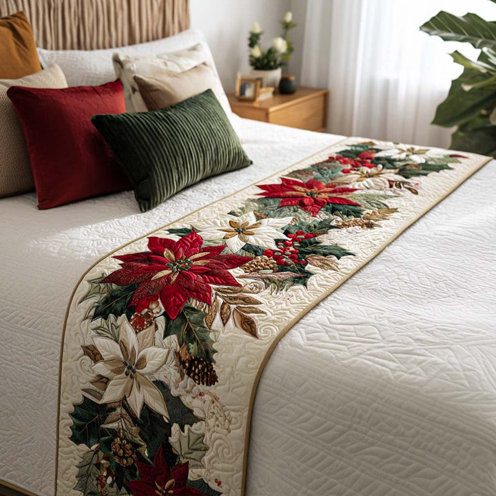 Joyful Festive Quilted Bed Runner