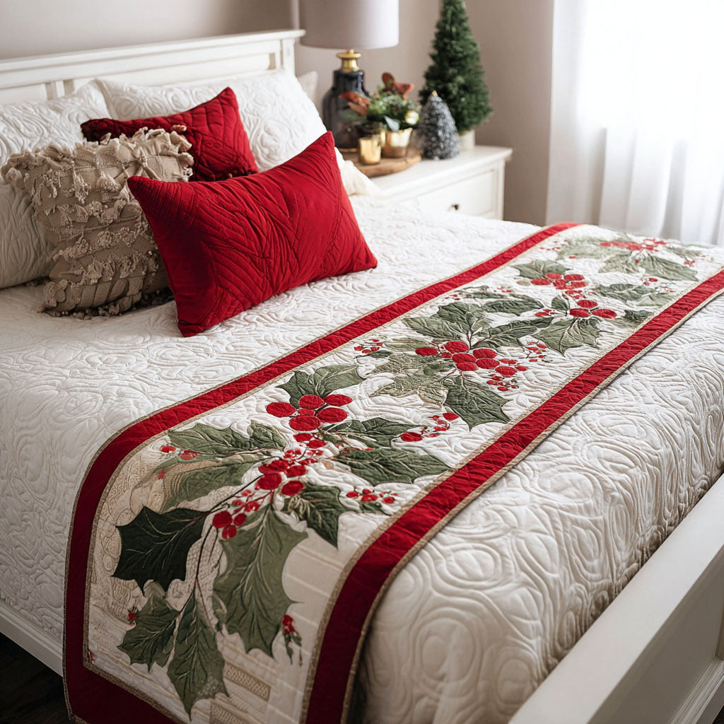 Festive Tree Quilted Bed Runner