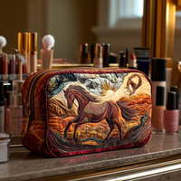 Fire Horse Quilted Cosmetic Bag