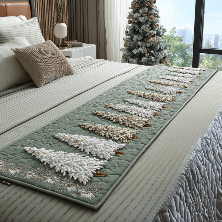 Christmas Tree Quilted Bed Runner