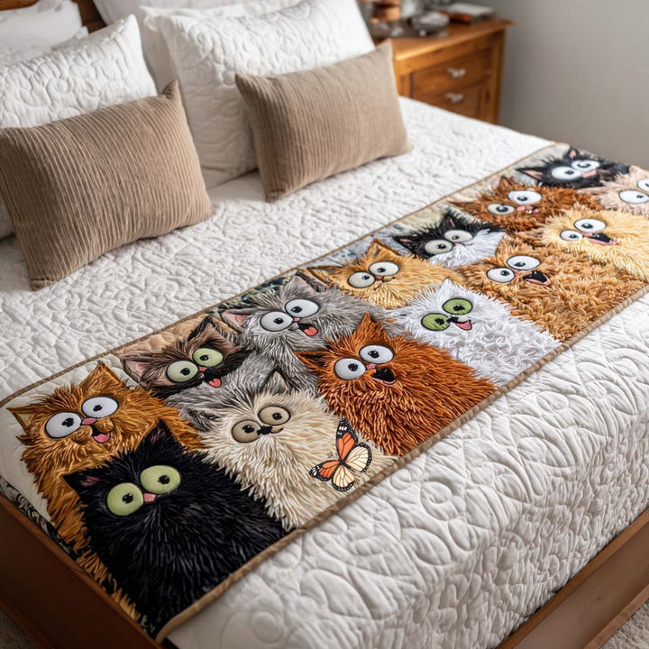 Featuring Hilarious Cats Quilted Bed Runner