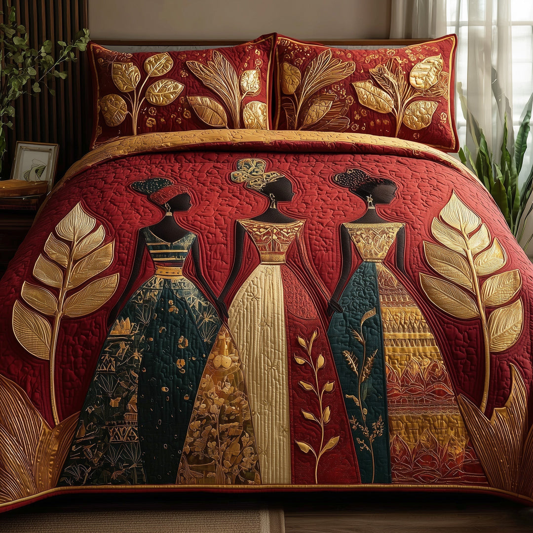 Golden Queens Quilted Bedding Set