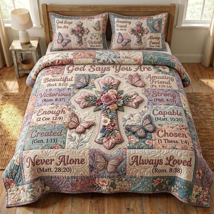 Floral Bible Quilted Bedding Set