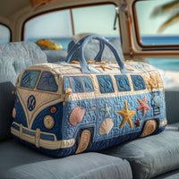 Hippie Van Beach-Themed Quilted Duffle Bag