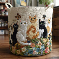 Garden Cats Quilted Laundry Basket